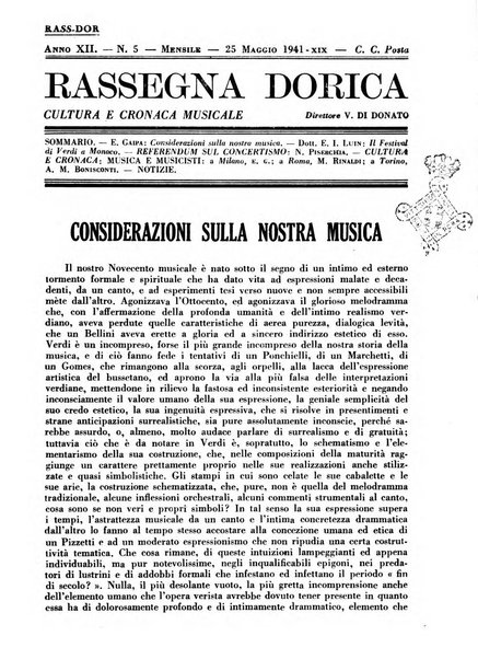 Rassegna dorica cultura, cronaca musicale