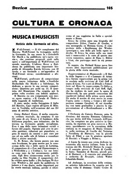 Rassegna dorica cultura, cronaca musicale