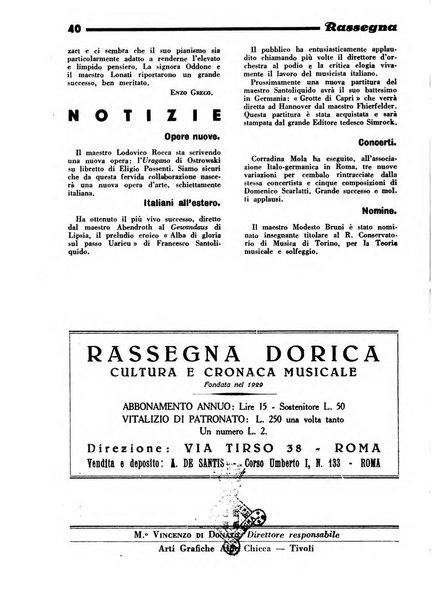 Rassegna dorica cultura, cronaca musicale