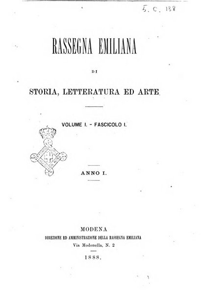 Rassegna emiliana di storia, letteratura ed arte