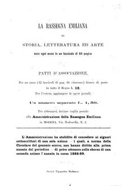 Rassegna emiliana di storia, letteratura ed arte