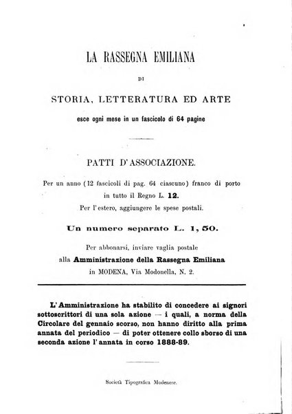 Rassegna emiliana di storia, letteratura ed arte