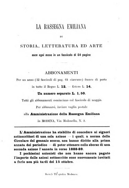 Rassegna emiliana di storia, letteratura ed arte