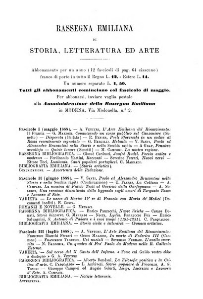 Rassegna emiliana di storia, letteratura ed arte