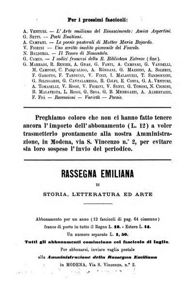 Rassegna emiliana di storia, letteratura ed arte