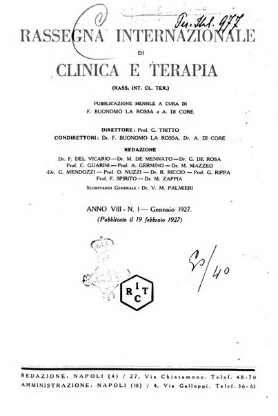 Rassegna internazionale di clinica e terapia