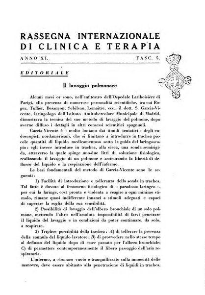 Rassegna internazionale di clinica e terapia