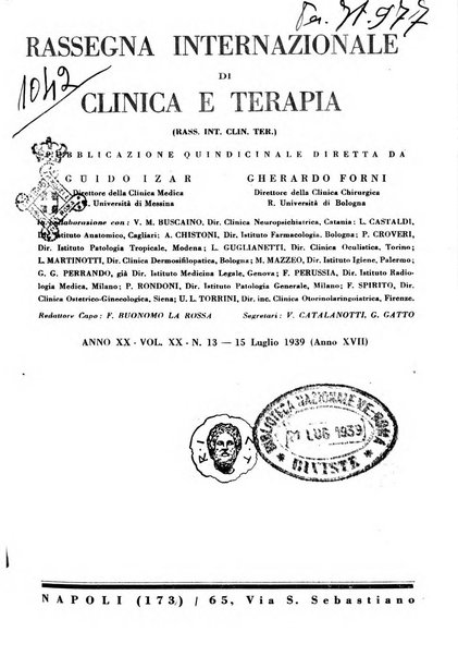 Rassegna internazionale di clinica e terapia