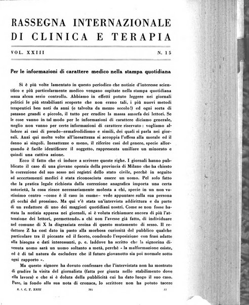 Rassegna internazionale di clinica e terapia