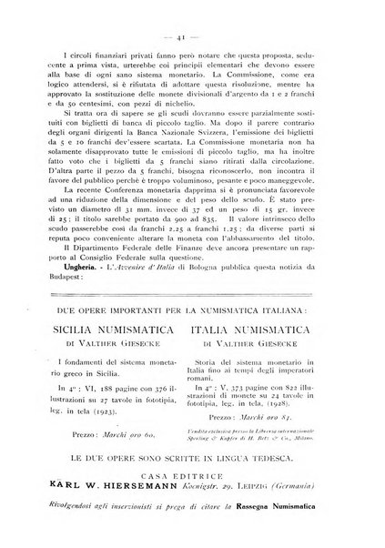 Rassegna numismatica