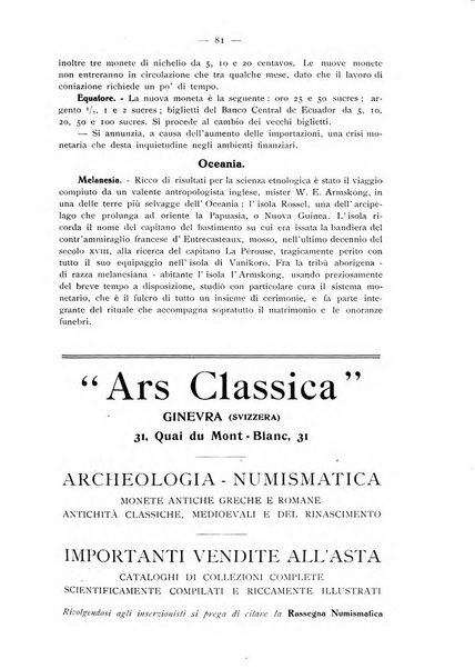 Rassegna numismatica