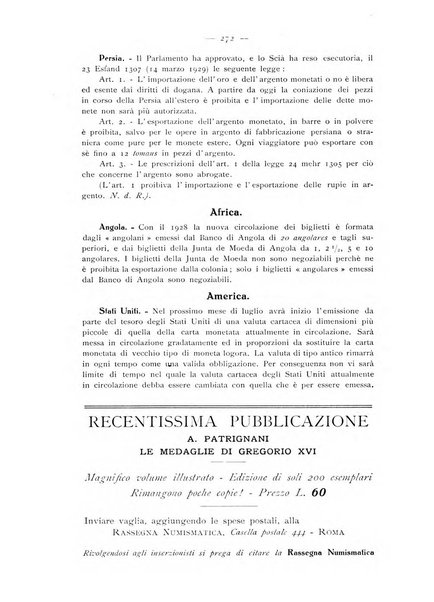 Rassegna numismatica