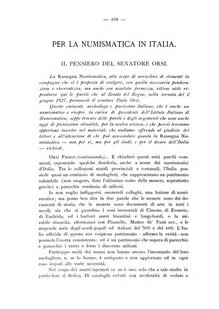 Rassegna numismatica