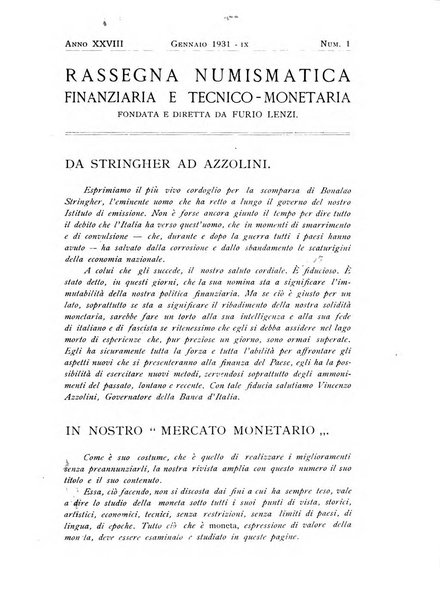 Rassegna numismatica, finanziaria e tecnico-monetaria