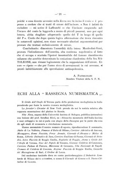 Rassegna numismatica, finanziaria e tecnico-monetaria