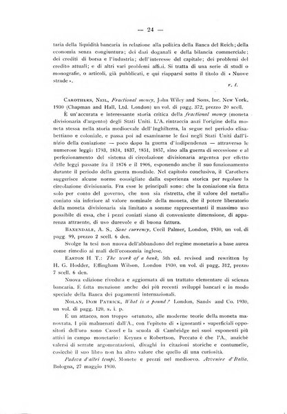 Rassegna numismatica, finanziaria e tecnico-monetaria