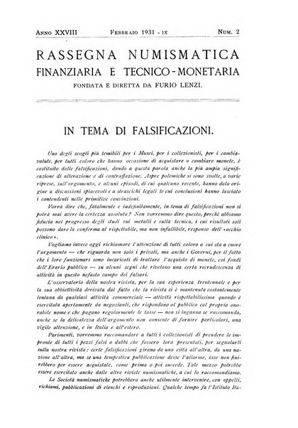 Rassegna numismatica, finanziaria e tecnico-monetaria