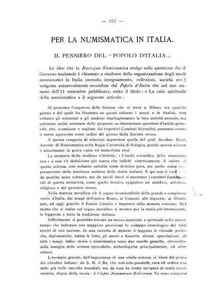 Rassegna numismatica, finanziaria e tecnico-monetaria