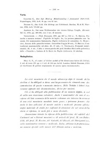 Rassegna numismatica, finanziaria e tecnico-monetaria