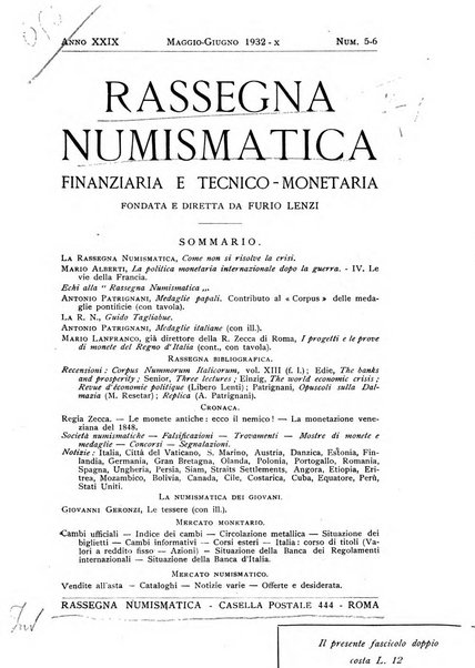 Rassegna numismatica, finanziaria e tecnico-monetaria