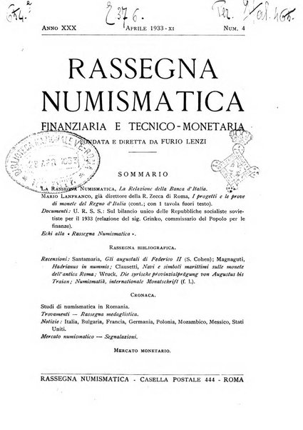 Rassegna numismatica, finanziaria e tecnico-monetaria