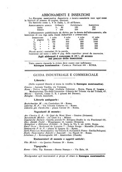 Rassegna numismatica, finanziaria e tecnico-monetaria