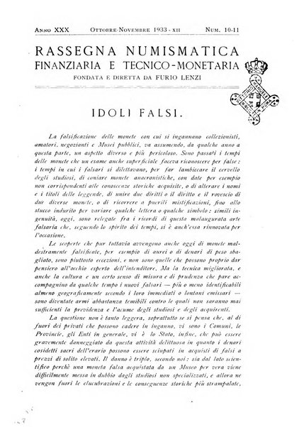 Rassegna numismatica, finanziaria e tecnico-monetaria