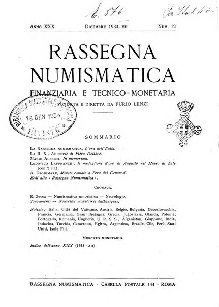 Rassegna numismatica, finanziaria e tecnico-monetaria