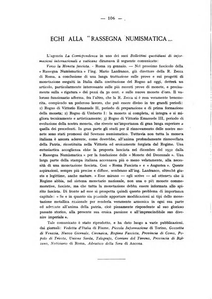 Rassegna numismatica, finanziaria e tecnico-monetaria