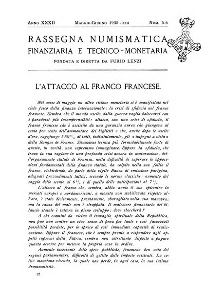 Rassegna numismatica, finanziaria e tecnico-monetaria