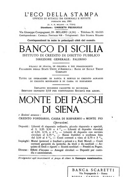 Rassegna numismatica, finanziaria e tecnico-monetaria