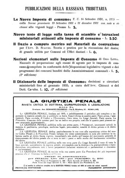 Rassegna tributaria periodico giuridico-finanziario in materia di imposte, di consumo e di tributi locali