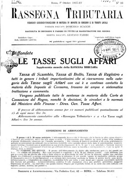 Rassegna tributaria periodico giuridico-finanziario in materia di imposte, di consumo e di tributi locali