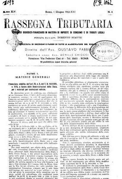 Rassegna tributaria periodico giuridico-finanziario in materia di imposte, di consumo e di tributi locali