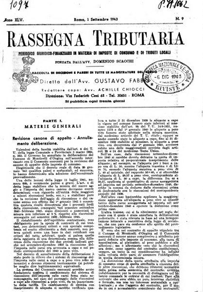 Rassegna tributaria periodico giuridico-finanziario in materia di imposte, di consumo e di tributi locali