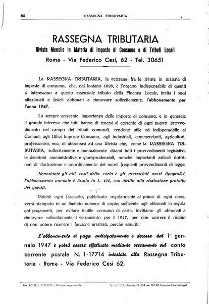 Rassegna tributaria periodico giuridico-finanziario in materia di imposte, di consumo e di tributi locali