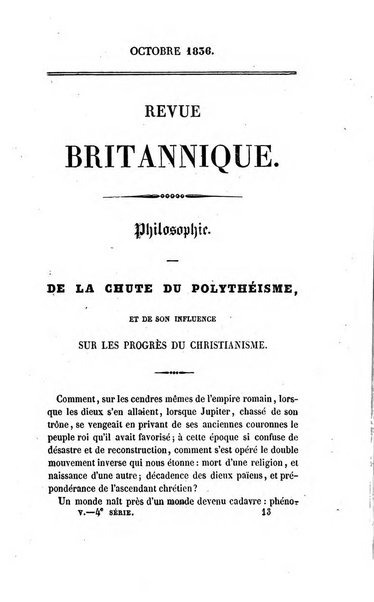 Revue britannique, ou choix d'articles traduits des meilleurs ecrits periodiques de la Grande Bretagne, sur la litterature ...