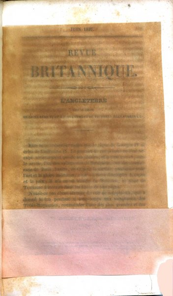 Revue britannique, ou choix d'articles traduits des meilleurs ecrits periodiques de la Grande Bretagne, sur la litterature ...