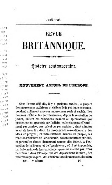 Revue britannique, ou choix d'articles traduits des meilleurs ecrits periodiques de la Grande Bretagne, sur la litterature ...