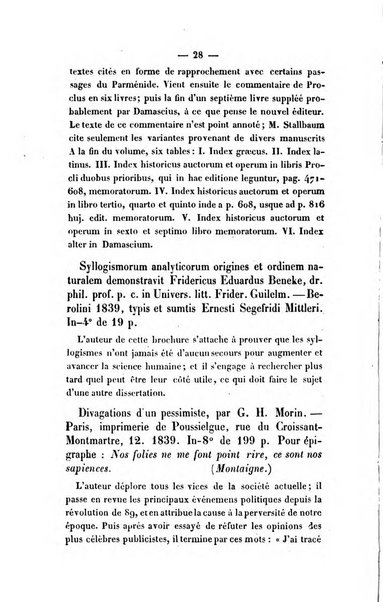 Revue de bibliographie analytique, ou Compte rendu des ouvrages scientifiques et de haute litterature publies en France et a l'etranger ...