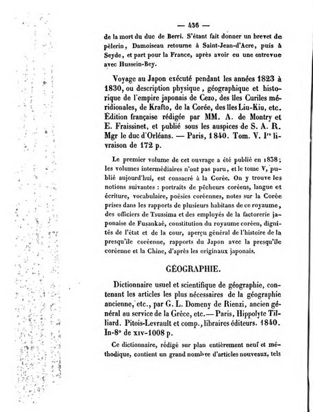 Revue de bibliographie analytique, ou Compte rendu des ouvrages scientifiques et de haute litterature publies en France et a l'etranger ...