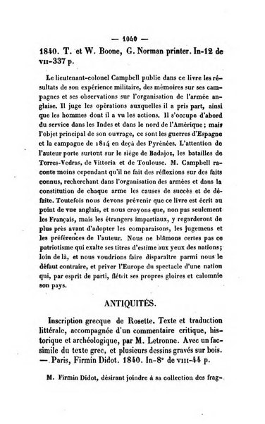 Revue de bibliographie analytique, ou Compte rendu des ouvrages scientifiques et de haute litterature publies en France et a l'etranger ...