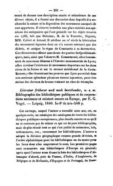 Revue de bibliographie analytique, ou Compte rendu des ouvrages scientifiques et de haute litterature publies en France et a l'etranger ...