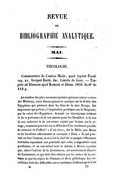 Revue de bibliographie analytique, ou Compte rendu des ouvrages scientifiques et de haute litterature publies en France et a l'etranger ...