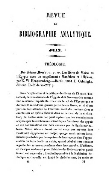 Revue de bibliographie analytique, ou Compte rendu des ouvrages scientifiques et de haute litterature publies en France et a l'etranger ...