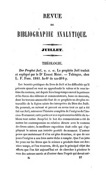 Revue de bibliographie analytique, ou Compte rendu des ouvrages scientifiques et de haute litterature publies en France et a l'etranger ...