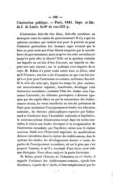 Revue de bibliographie analytique, ou Compte rendu des ouvrages scientifiques et de haute litterature publies en France et a l'etranger ...