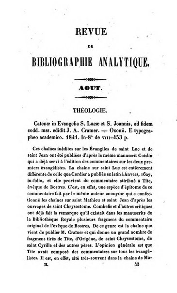 Revue de bibliographie analytique, ou Compte rendu des ouvrages scientifiques et de haute litterature publies en France et a l'etranger ...