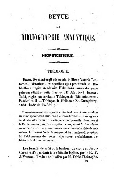 Revue de bibliographie analytique, ou Compte rendu des ouvrages scientifiques et de haute litterature publies en France et a l'etranger ...