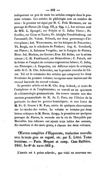 Revue de bibliographie analytique, ou Compte rendu des ouvrages scientifiques et de haute litterature publies en France et a l'etranger ...